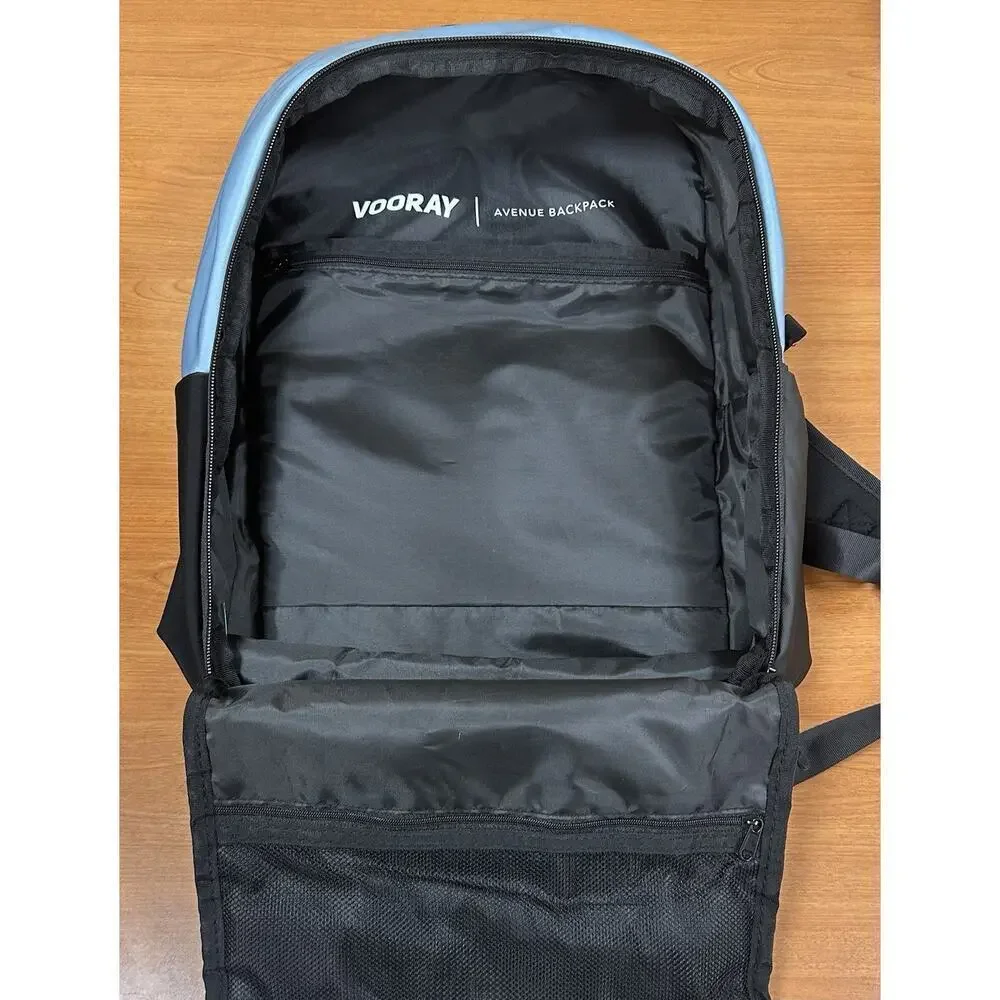 Vooray Avenue Backpack Blue and Black NWT 17x11x6 Multi Pockets Lightweight